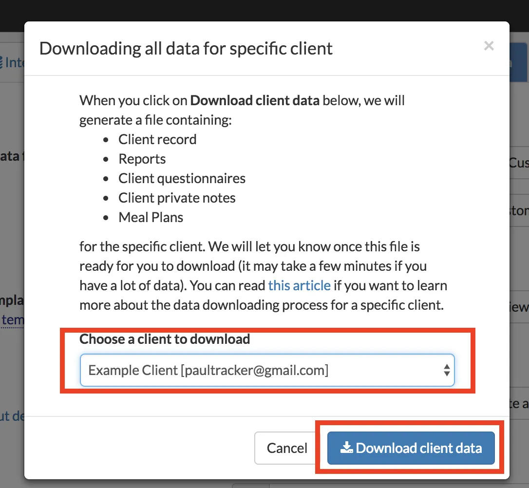 download client data